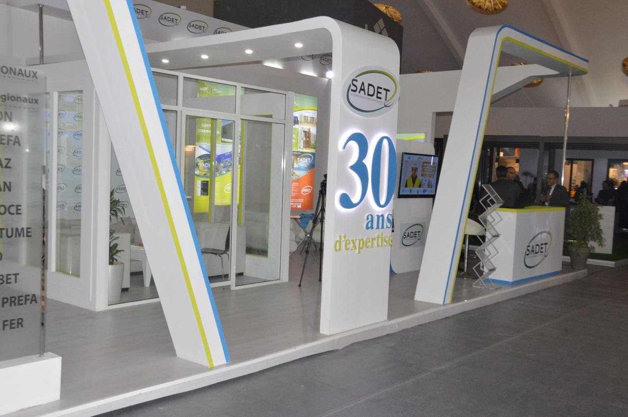 aménagement stand SADET avec mobilier événementiel professionnel au salon SIB Maroc